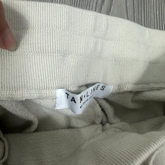 Tan Lines Beige Cotton Jogger Sweatpants Casual Lounge L - Picture 3 of 6